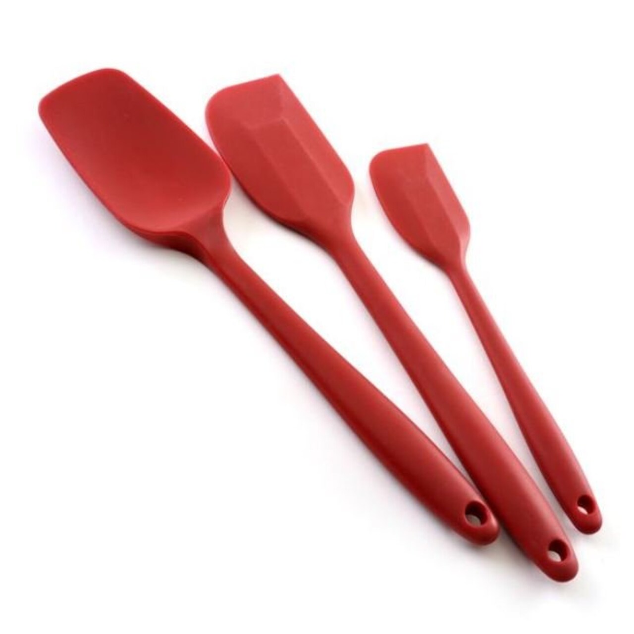 Norpro 3pc Red Seamless Flexible Heat Resistant Silicone Spatula / Spoonula Set